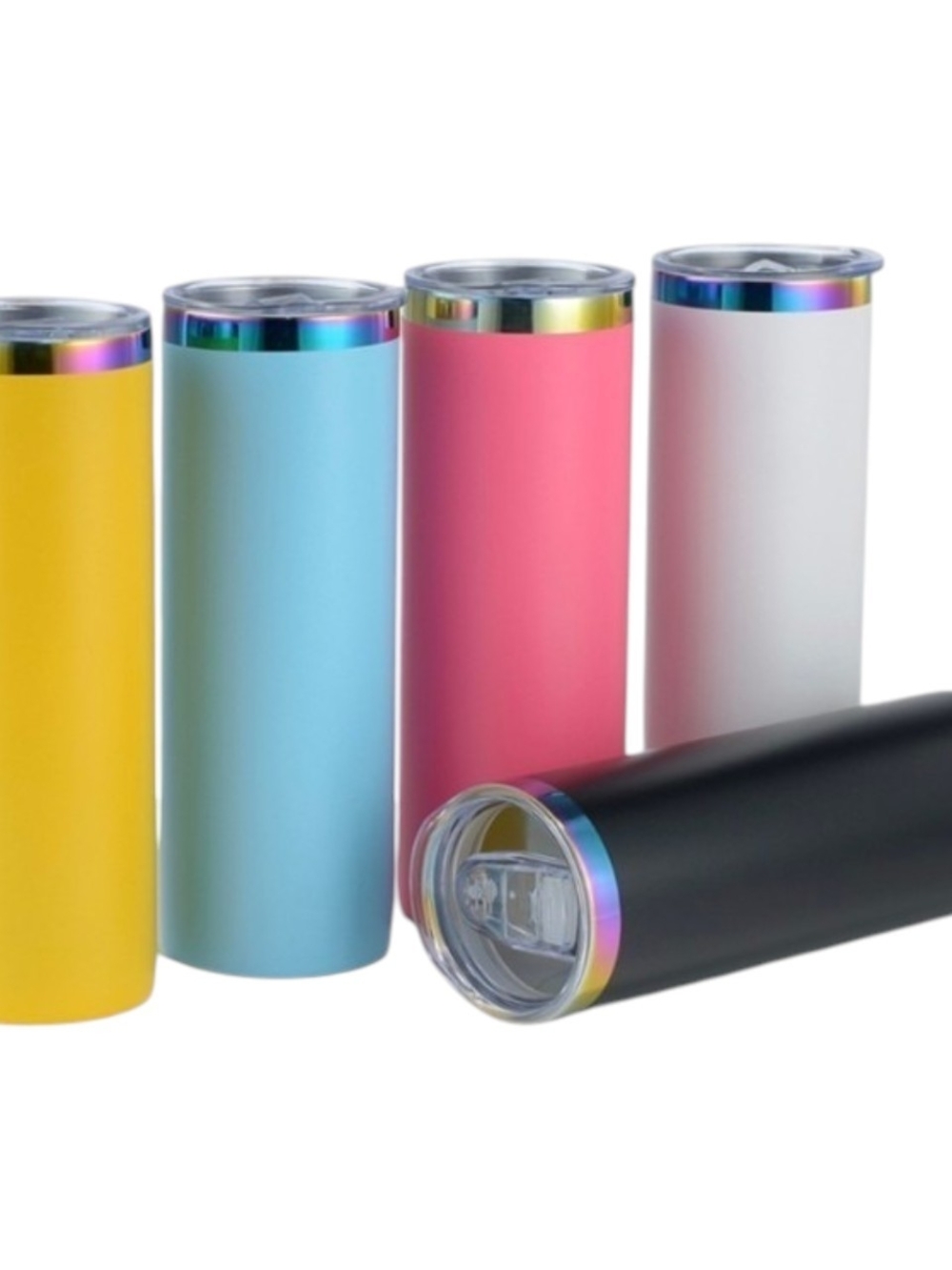 Black Holographic Skinny Tumbler With Lid Straw 20oz